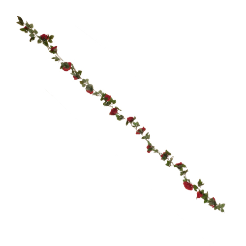 GloboStar® 09007 Τεχνητό Κρεμαστό Φυτό Διακοσμητική Γιρλάντα Μήκους 2 μέτρων με 16 X Μεγάλα Τριαντάφυλλα Κόκκινα