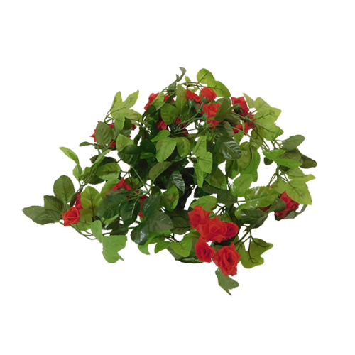 GloboStar® 09014 Τεχνητό Κρεμαστό Φυτό Διακοσμητική Γιρλάντα Μήκους 2.2 μέτρων με 33 X Μικρά Τριαντάφυλλα Κόκκινα