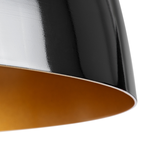 GloboStar® DIADEMA 01342 Μοντέρνο Κρεμαστό Φωτιστικό Οροφής Μονόφωτο 1 x E27 Μαύρο - Χρυσό Μεταλλικό Καμπάνα Φ60 x Υ30cm