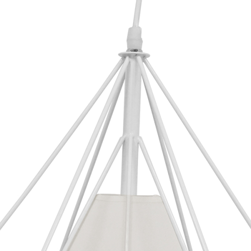 GloboStar® KAIRI 01619 Μοντέρνο Industrial Κρεμαστό Φωτιστικό Οροφής Μονόφωτο 1 x E27 Λευκό με Ύφασμα Μεταλλικό Πλέγμα Φ38 x Υ39cm