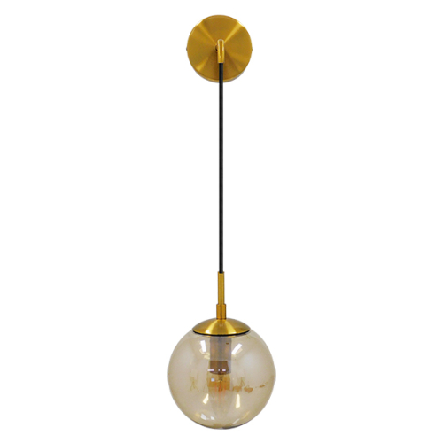 GloboStar® MADISON 01427 Μοντέρνο Φωτιστικό Τοίχου Απλίκα Μονόφωτο Χρυσό με Μελί Γυαλί Φ15 x Y54cm
