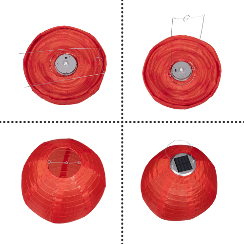 GloboStar® 71592 Αυτόνομο Ηλιακό Φωτιστικό Υφασμάτινη Κόκκινη Μπάλα Φ30cm LED SMD 1W 100lm με Ενσωματωμένη Μπαταρία 1200mAh - Φωτοβολταϊκό Πάνελ με Αισθητήρα Ημέρας-Νύχτας Αδιάβροχο IP65 Ψυχρό Λευκό 6000K