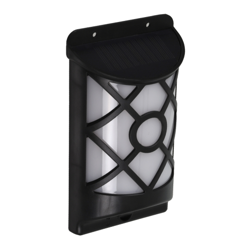 GloboStar® 71457 Αυτόνομο Ηλιακό Φωτιστικό Τοίχου Μαύρο LED SMD 3W 90lm με Ενσωματωμένη Μπαταρία 300mAh - Εφέ Φλόγας Flame Effect - Φωτοβολταϊκό Πάνελ με Αισθητήρα Ημέρας-Νύχτας IP65 Θερμό Λευκό 2200K