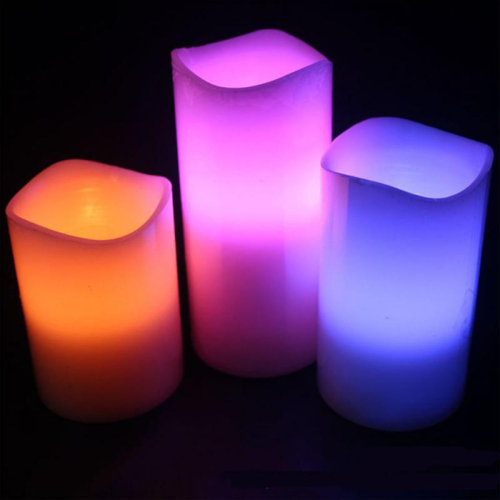 GloboStar® 79556 ΣΕΤ 3 Διακοσμητικών Realistic Κεριών Παραφίνης με LED Εφέ Κινούμενης Φλόγας - Μπαταρίας & Ασύρματο Χειριστήριο IR Πολύχρωμα RGB Dimmable