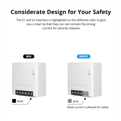 GloboStar® 80002 SONOFF MINIR2 - Wi-Fi Smart Switch Two Way Dual Relay (Upgraded)