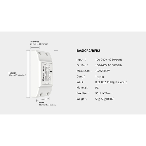 GloboStar® 80003 SONOFF BASICR2 - Wi-Fi Smart Switch