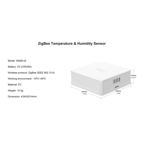 GloboStar® 80048 SONOFF SNZB-02-R3 – Zigbee Wireless Temperature & Humidity Sensor Real Time Monitoring