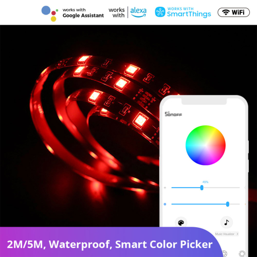 GloboStar® 80024 SONOFF L1-5M-EU-GR-R2 - Wi-Fi Smart RGB LED Light Strip SET 5M Waterproof IP65