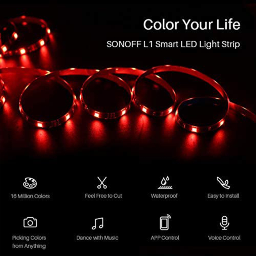 GloboStar® 80025 SONOFF L1-5050RGB-GR-5M-R2 - Smart RGB LED Light Strip Extension 5M Waterproof IP65