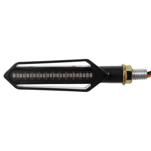 GloboStar® 81756 ΣΕΤ 2 x Φλάς Μοτοσυκλέτας Universal Knife LED SMD 5050 5W DC 12V 2 Λειτουργιών Κόκκινο για Πορείας-Stop & με Τρεχούμενο Εφέ Φωτισμού Πορτοκαλί για Φλας Αδιάβροχα IP65