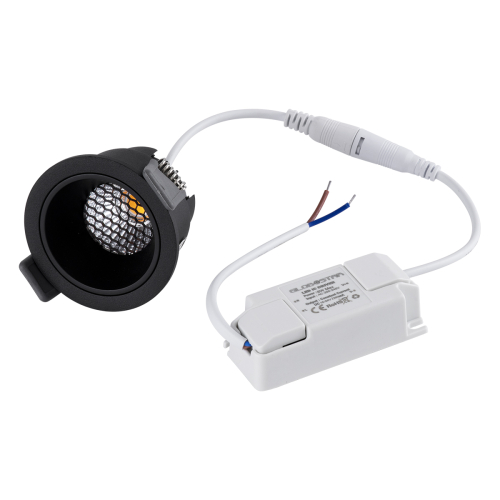 GloboStar® PLUTO-S 60250 Χωνευτό LED Spot Downlight TrimLess Φ6.4cm 7W 910lm 38° AC 220-240V IP20 Φ6.4 x Υ4.9cm - Στρόγγυλο - Μαύρο & Anti-Glare HoneyComb - Φυσικό Λευκό 4500K - Bridgelux COB - 5 Years Warranty