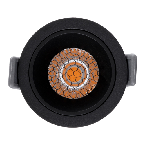 GloboStar® PLUTO-S 60251 Χωνευτό LED Spot Downlight TrimLess Φ6.4cm 7W 875lm 38° AC 220-240V IP20 Φ6.4 x Υ4.9cm - Στρόγγυλο - Μαύρο & Anti-Glare HoneyComb - Θερμό Λευκό 2700K - Bridgelux COB - 5 Years Warranty