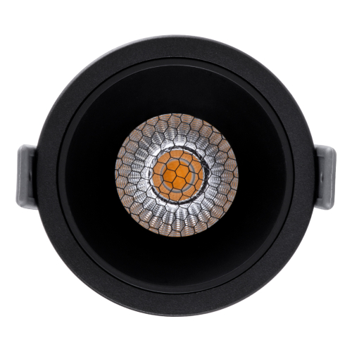 GloboStar® PLUTO-M 60257 Χωνευτό LED Spot Downlight TrimLess Φ8.4cm 10W 1250lm 38° AC 220-240V IP20 Φ8.4 x Υ5.9cm - Στρόγγυλο - Μαύρο & Anti-Glare HoneyComb - Θερμό Λευκό 2700K - Bridgelux COB - 5 Years Warranty