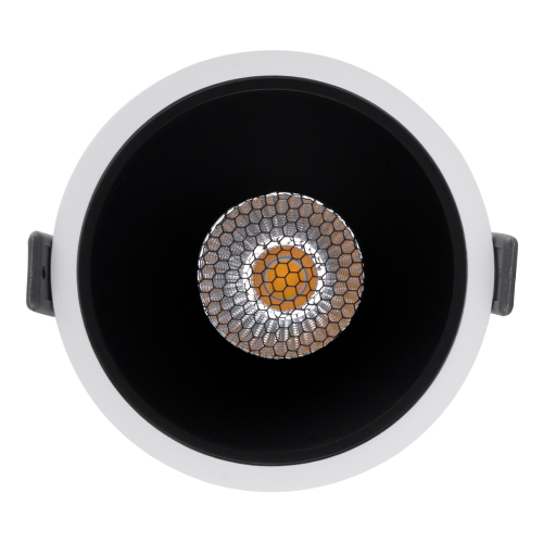 GloboStar® PLUTO-B 60258 Χωνευτό LED Spot Downlight TrimLess Φ10.4cm 15W 1950lm 38° AC 220-240V IP20 Φ10.4 x Υ6.5cm - Στρόγγυλο - Λευκό με Μαύρο Κάτοπτρο & Anti-Glare HoneyComb - Φυσικό Λευκό 4500K - Bridgelux COB - 5 Years Warranty