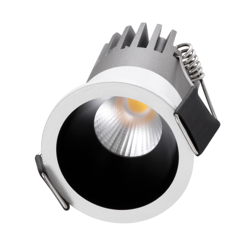 GloboStar® MICRO-S 60234 Χωνευτό LED Spot Downlight TrimLess Φ4cm 5W 650lm 38° AC 220-240V IP20 Φ4 x Υ5.9cm - Στρόγγυλο - Λευκό με Μαύρο Κάτοπτρο - Φυσικό Λευκό 4500K - Bridgelux COB - 5 Years Warranty