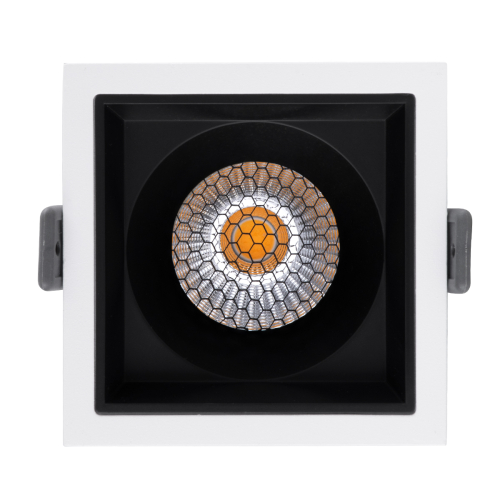 GloboStar® PLUTO-M 60270 Χωνευτό LED Spot Downlight TrimLess Μ8.4xΠ8.4cm 10W 1300lm 38° AC 220-240V IP20 Μ8.4 x Π8.4 x Υ5.9cm - Τετράγωνο - Λευκό με Μαύρο Κάτοπτρο & Anti-Glare HoneyComb - Φυσικό Λευκό 4500K - Bridgelux COB - 5 Years Warranty
