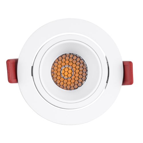 GloboStar® LEO-R 60284 Χωνευτό LED Spot Downlight TrimLess Φ8.5cm 10W 1300lm 38° AC 220-240V IP20 Φ8.5 x Υ6.6cm - Στρόγγυλο - Κινούμενο - Λευκό & Anti-Glare HoneyComb - Φυσικό Λευκό 4500K - Bridgelux COB - 5 Years Warranty