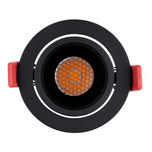 GloboStar® LEO-R 60287 Χωνευτό LED Spot Downlight TrimLess Φ8.5cm 10W 1250lm 38° AC 220-240V IP20 Φ8.5 x Υ6.6cm - Στρόγγυλο - Κινούμενο - Μαύρο & Anti-Glare HoneyComb - Θερμό Λευκό 2700K - Bridgelux COB - 5 Years Warranty