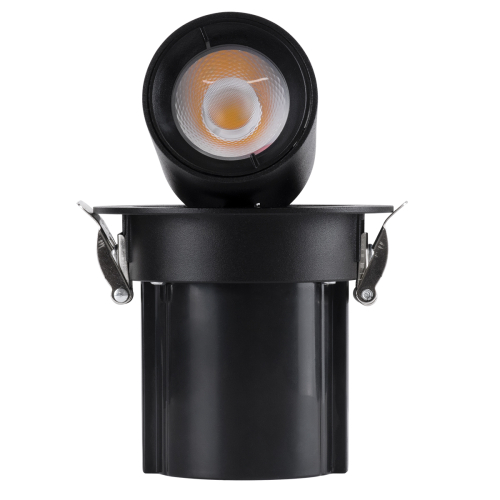 GloboStar® VIRGO-S 60304 Χωνευτό LED Spot Downlight TrimLess Φ9cm 7W 910lm 36° AC 220-240V IP20 Φ9cm x Υ9cm - Στρόγγυλο - Μαύρο - Φυσικό Λευκό 4500K - Bridgelux COB - 5 Years Warranty