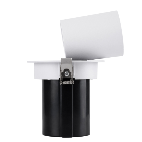GloboStar® VIRGO-M 60307 Χωνευτό LED Spot Downlight TrimLess Φ11cm 12W 1500lm 36° AC 220-240V IP20 Φ11cm x Υ11.5cm - Στρόγγυλο - Λευκό με Μαύρο Κάτοπτρο - Θερμό Λευκό 2700K - Bridgelux COB - 5 Years Warranty