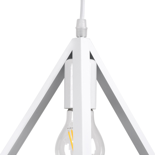 GloboStar® TRIANGLE 00622 Μοντέρνο Κρεμαστό Φωτιστικό Οροφής Τρίφωτο 3 x E27 Λευκό Μεταλλικό Πλέγμα Μ70 x Π22 x Y130cm