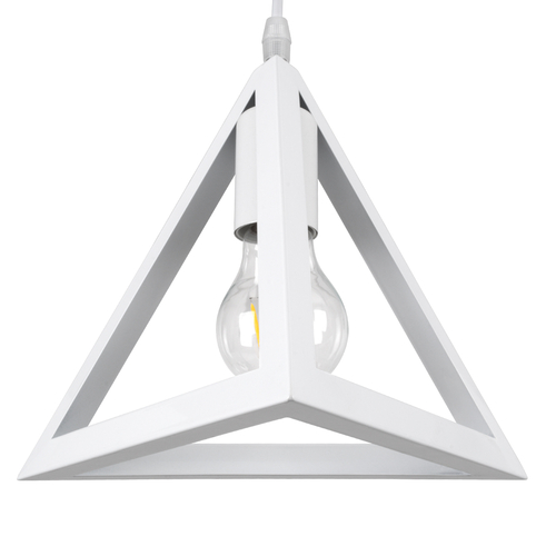 GloboStar® TRIANGLE 00622 Μοντέρνο Κρεμαστό Φωτιστικό Οροφής Τρίφωτο 3 x E27 Λευκό Μεταλλικό Πλέγμα Μ70 x Π22 x Y130cm
