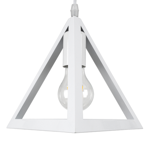 GloboStar® TRIANGLE 00622 Μοντέρνο Κρεμαστό Φωτιστικό Οροφής Τρίφωτο 3 x E27 Λευκό Μεταλλικό Πλέγμα Μ70 x Π22 x Y130cm