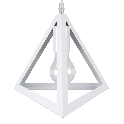 GloboStar® TRIANGLE 00622 Μοντέρνο Κρεμαστό Φωτιστικό Οροφής Τρίφωτο 3 x E27 Λευκό Μεταλλικό Πλέγμα Μ70 x Π22 x Y130cm