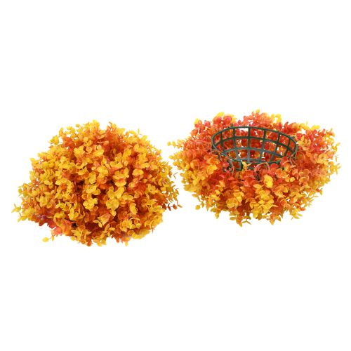GloboStar® 78515 Artificial - Συνθετικό Τεχνητό Διακοσμητικό Φυτό Θάμνος Πυξάρι Πορτοκαλί - Κίτρινο Φ36cm