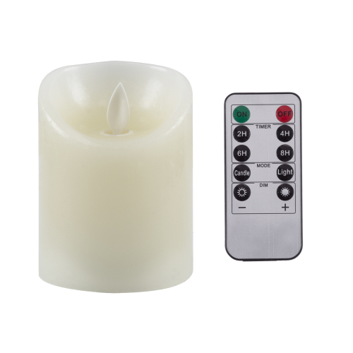GloboStar® CANDLE 76489 Διακοσμητικό Realistic Κερί με LED Εφέ Κινούμενης Φλόγας - Μπαταρίας 2 x AA (Δεν Συμπεριλαμβάνονται) & Ασύρματο Χειριστήριο IR Θερμό Λευκό 2700K Dimmable Λευκό Φ16 x Υ18cm