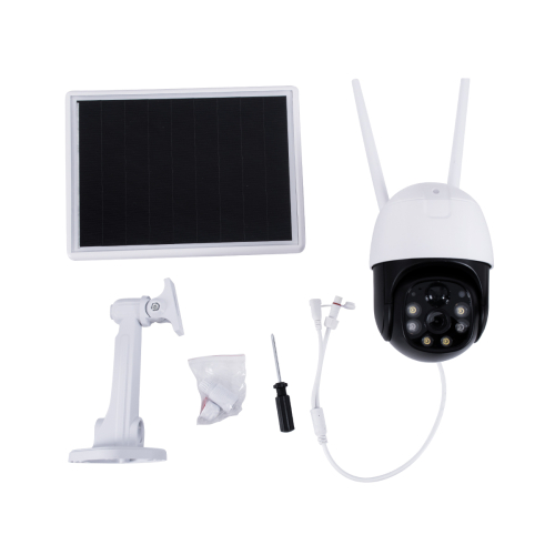GloboStar® 86056 Αυτόνομη Ηλιακή IP Camera 1080P 2MP 4G SIM CARD WiFi 350° Μοιρών - 3200mAh - Φωτοβολταϊκό Πάνελ - Νυχτερινή Όραση με LED IR - Ανιχνευτή Κίνησης - Νυχτερινή Λήψη - Αδιάβροχη IP66 - Λευκό