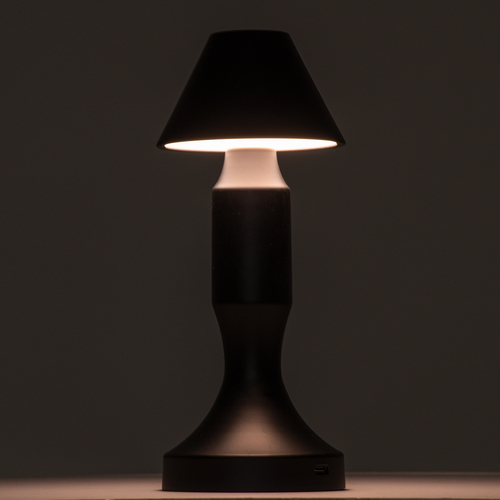 GloboStar® LUNNA 76477 Μοντέρνο Επιτραπέζιο Φωτιστικό Πορτατίφ LED 1.5W 105lm 120° DC 5V Επαναφορτιζόμενο με Μπαταρία Li-ion 1800mAh - Διακόπτη Αφής με 3 Εναλλαγές Φωτισμού CCT Θερμό - Φυσικό - Ψυχρό 1500K - 4500K - 6000K Dimmable - D9 x 23cm - Μαύρο