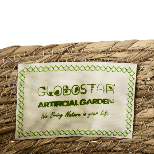 GloboStar® Artificial Garden TINOS 20291 Διακοσμητικό Πλεκτό Καλάθι - Κασπώ Γλάστρα - Flower Pot Μπεζ Φ30cm x Υ27cm