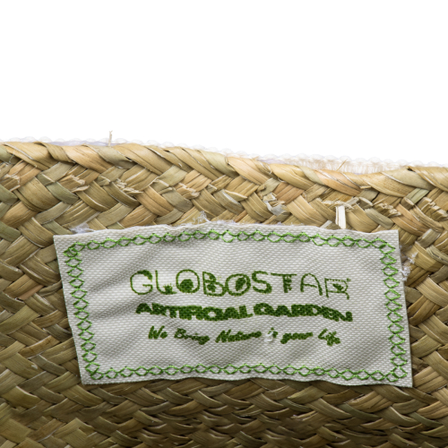 GloboStar® Artificial Garden MILOS 20308 Διακοσμητικό Ψάθινο Καλάθι - Κασπώ Γλάστρα - Flower Pot Μπεζ με Μακραμέ Φ32cm x Υ28cm