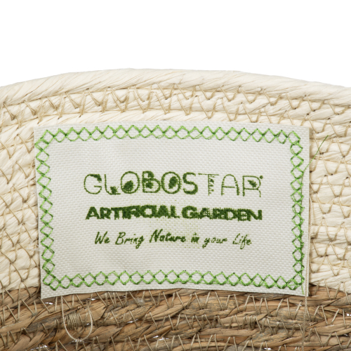 GloboStar® Artificial Garden KALYMNOS 20331 Διακοσμητικό Πλεκτό Καλάθι - Κασπώ Γλάστρα - Flower Pot Μπεζ με Καφέ Φ32cm x Υ28cm