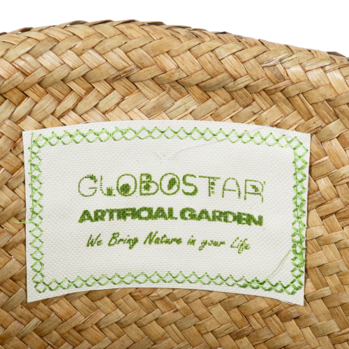 GloboStar® Artificial Garden CECILIA 20343 Διακοσμητικό Ψάθινο Καλάθι - Κασπώ Γλάστρα - Flower Pot Μπεζ Φ26cm x Υ26cm