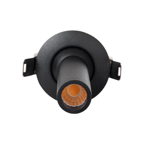 GloboStar® DALE 60371 Χωνευτό LED Κινούμενο Spot Downlight TrimLess Φ6.4cm 5W 500lm 36° AC 220-240V IP20 Φ6.4cm x Υ10cm - Στρόγγυλο - Μαύρο - Θερμό Λευκό 2700K - Bridgelux COB - TÜV Certified Driver - 5 Years Warranty