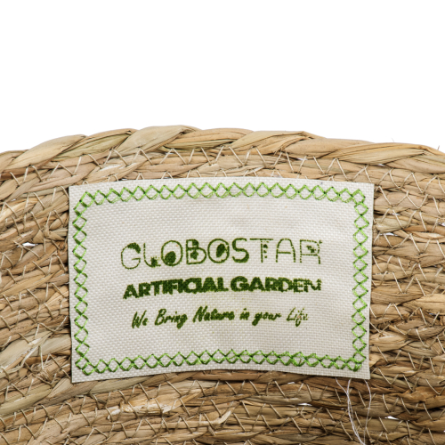 GloboStar® Artificial Garden SANTORINI 20285 Διακοσμητικό Πλεκτό Καλάθι - Κασπώ Γλάστρα - Flower Pot Μπεζ με Μακραμέ Φ25cm x Υ23cm