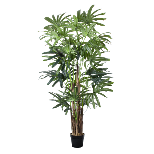 GloboStar® Artificial Garden BROADLEAF LADY PALM TREE 20385 Τεχνητό Διακοσμητικό Φυτό Πλατύφυλλος Φοίνικας Μπαμπού Υ200cm