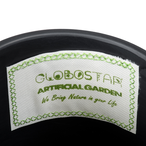 GloboStar® Artificial Garden ELAFONISOS 20446 Πήλινο Κεραμικό Κασπώ Γλάστρα - Flower Pot Μαύρο με Χρυσό Φ15cm x Υ15cm