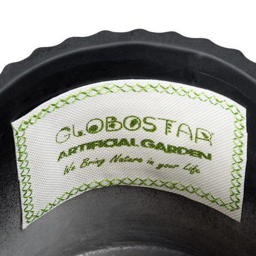 GloboStar® Artificial Garden KOS 20457 Πήλινο Κεραμικό Κασπώ Γλάστρα - Flower Pot Μαύρο με Χρυσό Φ17cm x Υ17cm