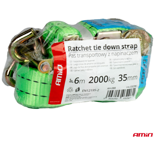 ΙΜΑΝΤΑΣ ΔΕΣΙΜΑΤΟΣ ΜΕ ΚΑΣΤΑΝΙΑ ΚΑΙ ΓΑΝΤΖΟΥΣ 3.5cm x 6m 2000kg ΠΡΑΣΙΝΟ ΑΜΙΟ - 1 τεμ.