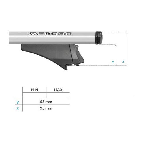 ΜΠΑΡΕΣ ΟΡΟΦΗΣ ΑΛΟΥΜΙΝΙΟΥ BLADE M SILVER 118cm ΜΕ ΑΚΡΑ ALFA HIGH ΓΙΑ FLUSH / STANDARD RAILS MENABO - 2 ΤΕΜ.