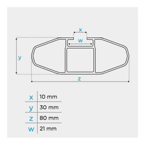 ΜΠΑΡΕΣ ΟΡΟΦΗΣ ΑΛΟΥΜΙΝΙΟΥ BLADE M SILVER 118cm ΜΕ ΑΚΡΑ ALFA HIGH ΓΙΑ FLUSH / STANDARD RAILS MENABO - 2 ΤΕΜ.