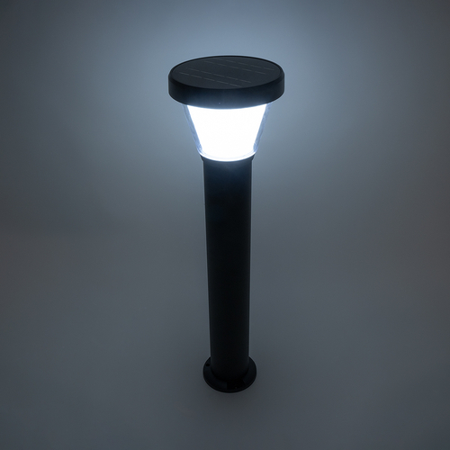 GloboStar® SOLARDIS 90523 LED Solar Bollard Light Κολωνάκι Κήπου Εξωτερικού Χώρου 10W 180lm 120° με Ενσωματωμένο Φωτοβολταϊκό Panel 6V 5W & Επαναφορτιζόμενη Μπαταρία Li-ion 3.2V 6000mAh με Αισθητήρα Ημέρας-Νύχτας - Αδιάβροχο IP65 Φ24 x Υ88cm Ψυχρό Λευκό 6000K - 2 Χρόνια Εγγύηση