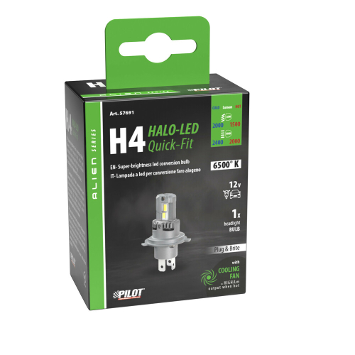 ΛΑΜΠΑ LED H4 12V 6.500K P43t ΘΕΡΜΟ 2.000lm/2.400lm+ΨΥΧΡΟ1.500/2.000lm 25W HALO LED QUICK FIT ALIEN SERIES LAMPA - 1 ΤΕΜ.