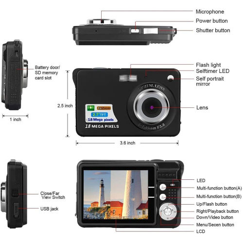 LanteXG Ψηφιακή Κάμερα 18MP 1080HD με Οθόνη 2.7"