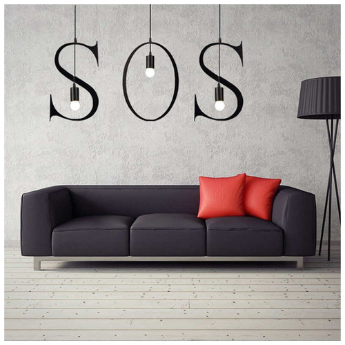 100151-L ALPHABET Μοντέρνο Κρεμαστό Φωτιστικό Οροφής Μονόφωτο 1xE27 Μαύρο Μεταλλικό Φιγούρα L Φ38 x Υ38cm