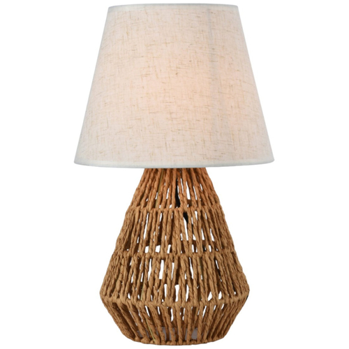 20204018 - MANDO - Modern Style - Επιτραπέζιο/Πορτατίφ/Λαμπατέρ - Μονόφωτο - 1xE27 - Σχοινί με Ύφασμα - Καφέ με Λευκό - Καπέλο - Φ25 x Υ40cm