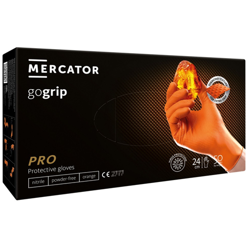 ΓΑΝΤΙΑ ΝΙΤΡΙΛΙΟΥ MERCATOR GOGRIP ΣΕ ΠΟΡΤΟΚΑΛΙ ΧΡΩΜΑ XLARGE (XL) ΑΜΙΟ - 50 ΤΕΜ.